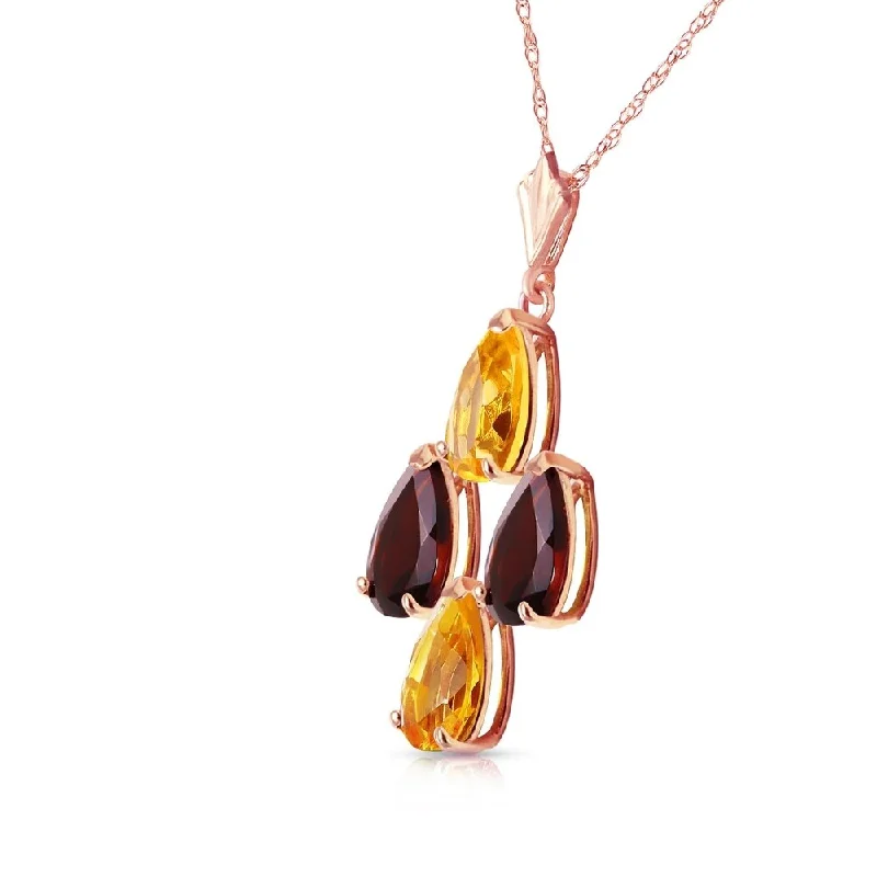 Slanted design necklaces-1.5 Carat 14K Solid Rose Gold Autumn Citrine Garnet Necklace