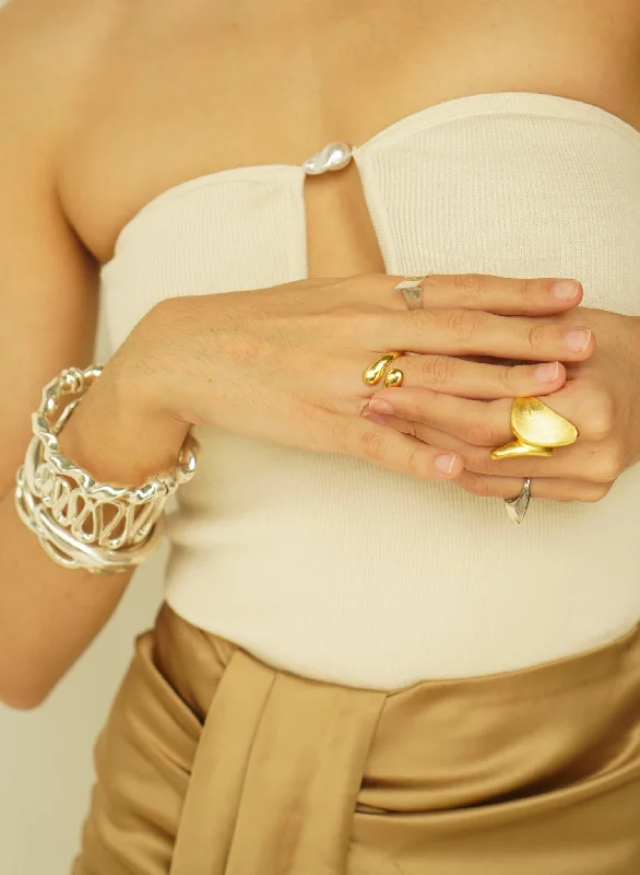 Vintage deco rings-Dana Gold Plated Ring