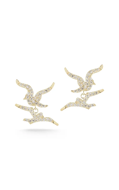 Crystal-twisted earrings-Bird Stud Earring