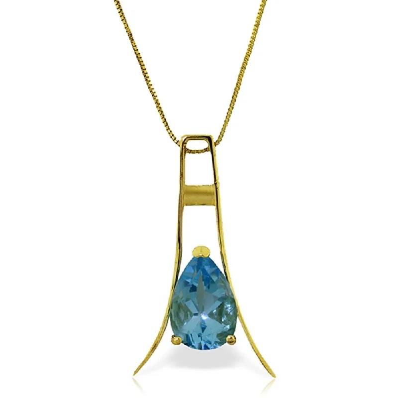 Light wood necklaces-1.5 Carat 14K Gold Vindication Blue Topaz Necklace