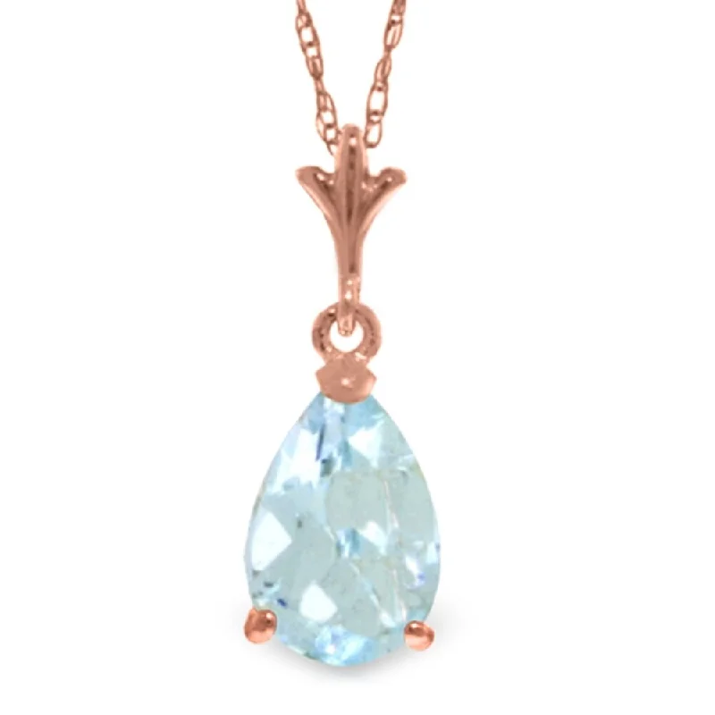 Bead weave necklaces-1.5 Carat 14K Rose Gold Pear Aquamarine Necklace