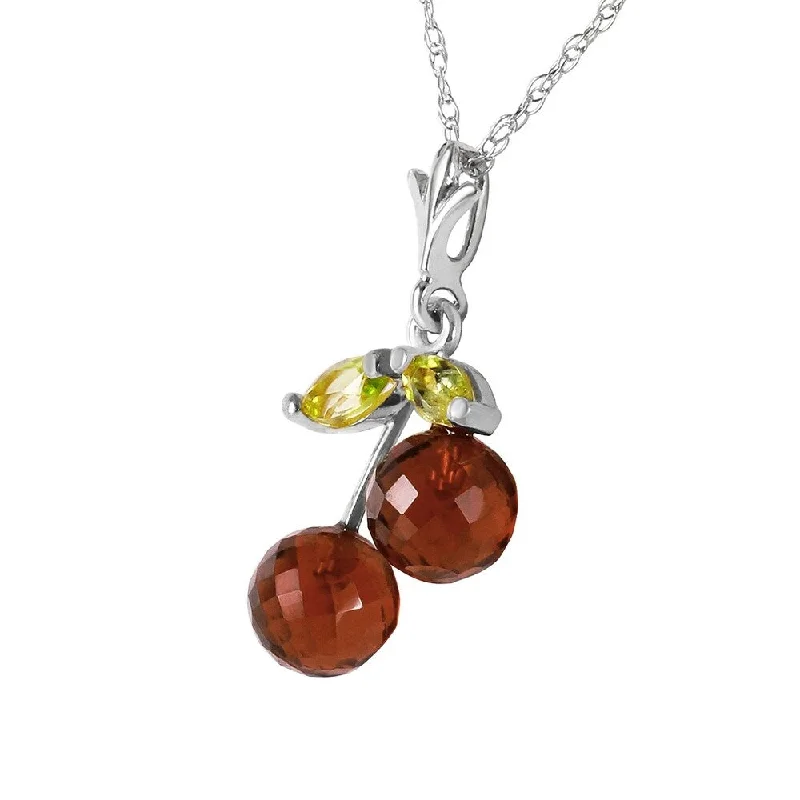 Agate stone necklaces-1.45 Carat 14K Solid White Gold Slow But Sure Garnet Peridot Necklace