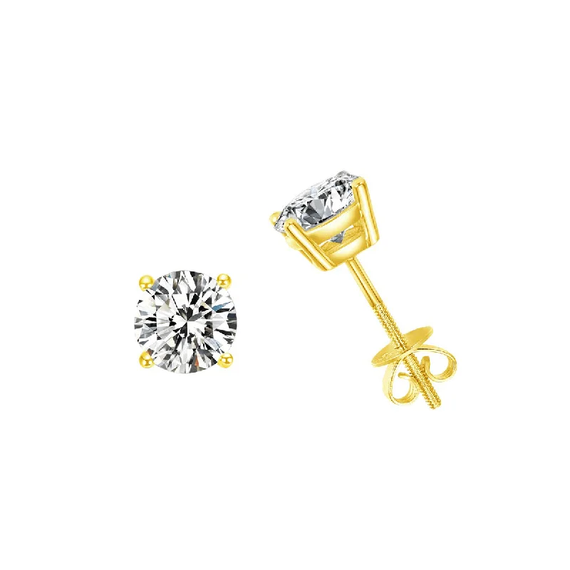 Fine triangle earrings-FANCIME 1cttw Moissanite Screw Back 14k Gold Stud Earrings