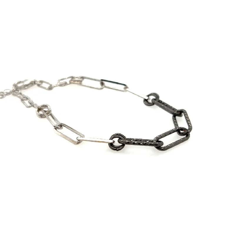 Black Rhodium Paperclip Chain Bracelet