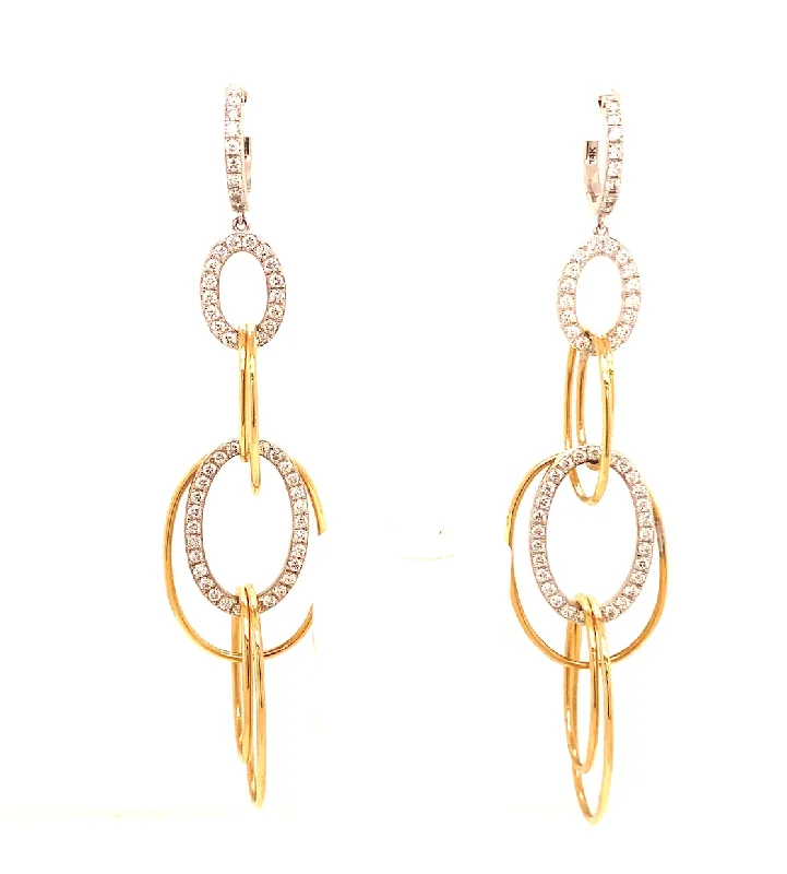 Wave drop earrings-Two-Tone Diamond Circle Earrings