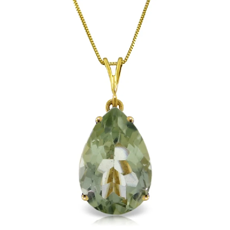 Zodiac charm necklaces-5 Carat 14K Gold Necklace Natural Green Amethyst