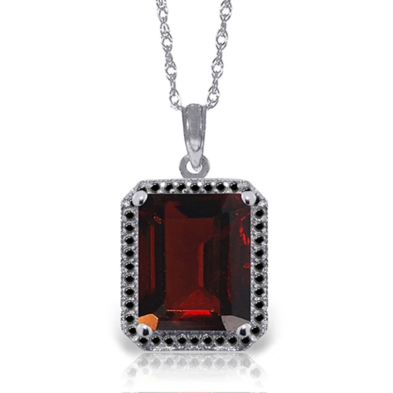 Haze glass necklaces-7.70 Carat 14K Solid Gold Necklace w/ Natural Black Diamonds & Garnet