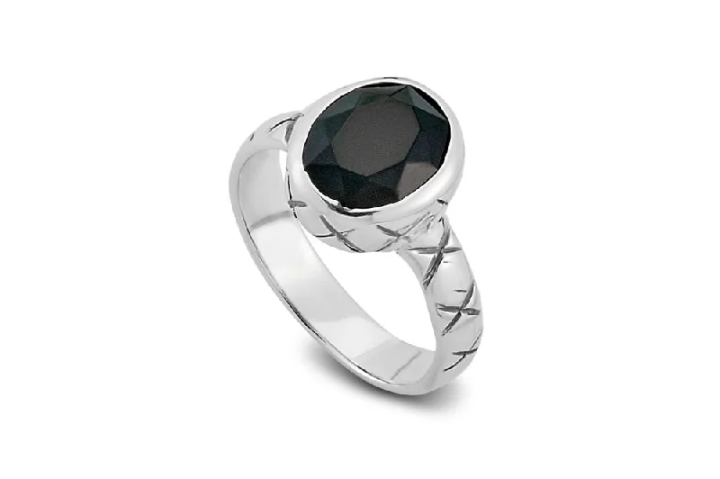 Java tile rings-Salah Ring- Onyx