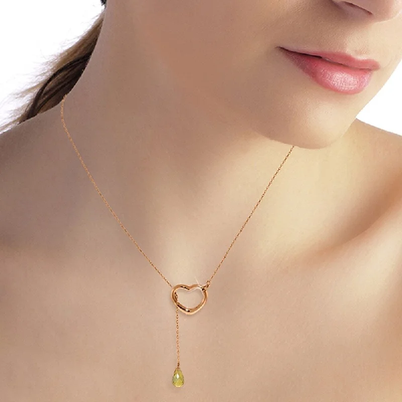 Drape-style necklaces-14K Solid Rose Gold Heart Necklace with Drop Briolette Natural Citrine