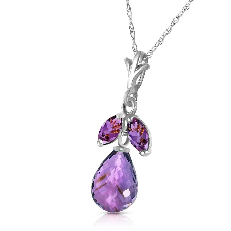 Loop knot necklaces-1.7 Carat 14K Solid White Gold Close Enough Amethyst Necklace