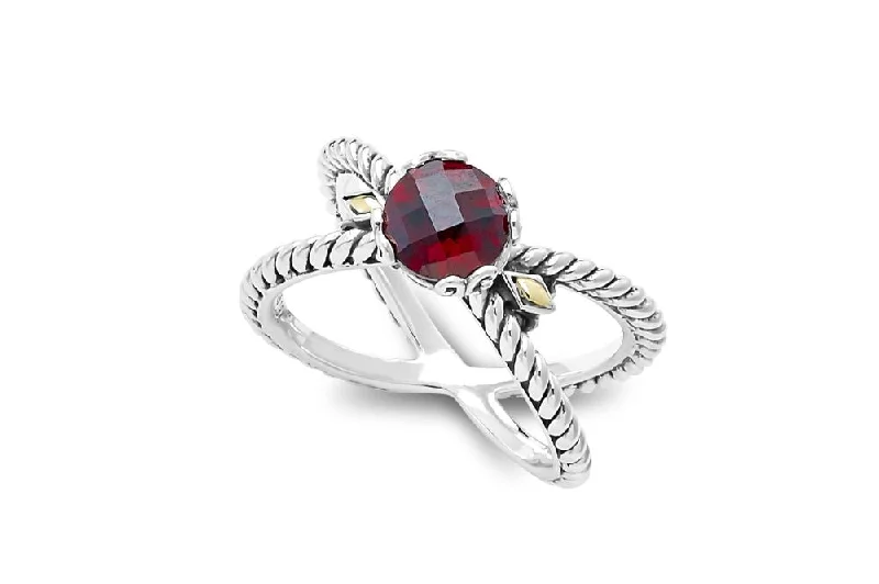 Subtle accent rings-Glow "X" Ring- Garnet