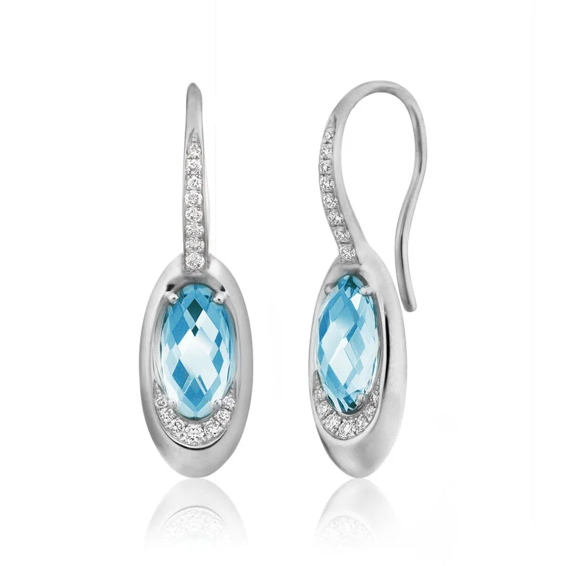 Crystal-twisted earrings-Oval Swiss Blue Topaz & Diamond Ring