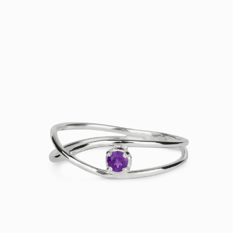 Pink gold rings-Amethyst Birthstone Ring