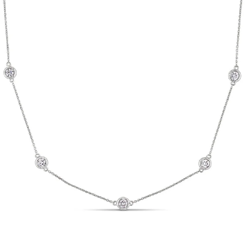 Patina bronze necklaces-Miadora 14k White Gold 1 1/2ct TDW Diamond Necklace