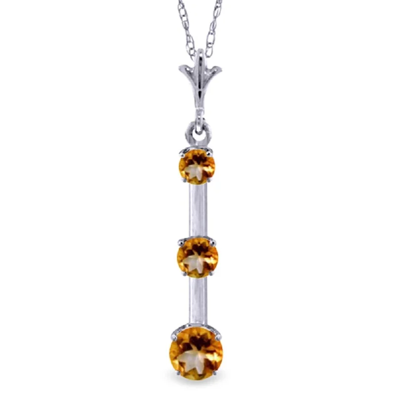 Light filigree necklaces-1.25 Carat 14K White Gold Torpedo Citrine Necklace