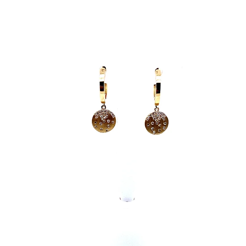 Textured disc earrings-Diamond Confetti Dangle Huggy Earrings