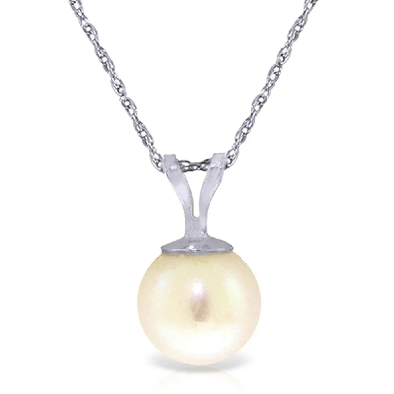 Stretch cord necklaces-2 Carat 14K White Gold Necklace Natural Pearl