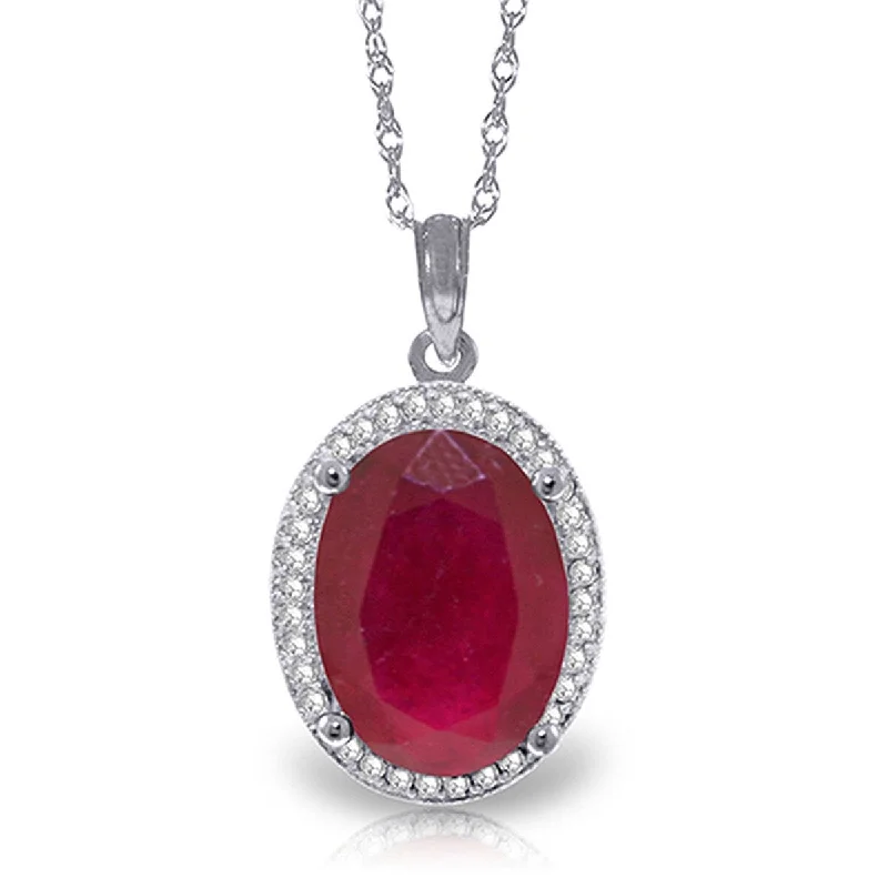 Spinel necklaces-7.93 Carat 14K Solid Gold Loren Ruby Diamond Gemstone Necklace