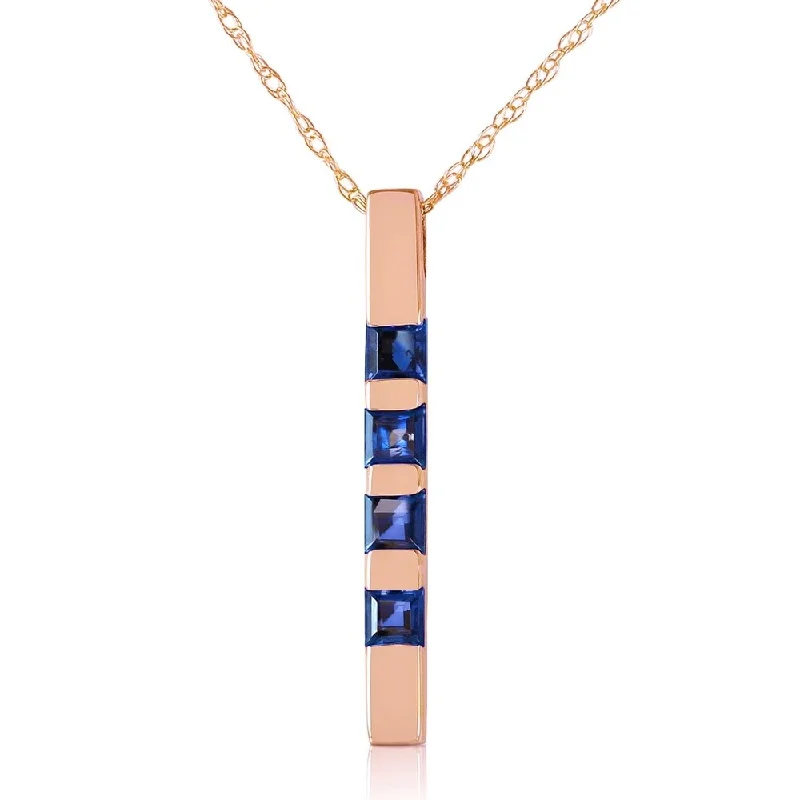 Coiled cord necklaces-14K Rose Gold Necklace Bar w/ Natural Sapphires