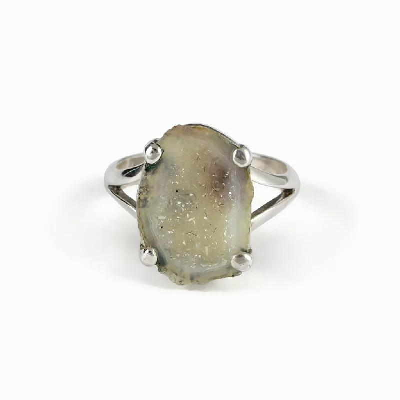 Rose quartz rings-Agate Geode Ring