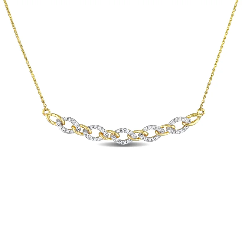 Polished bead necklaces-Miadora 1/6ct TDW Diamond Oval Link Necklace in 10k Yellow Gold