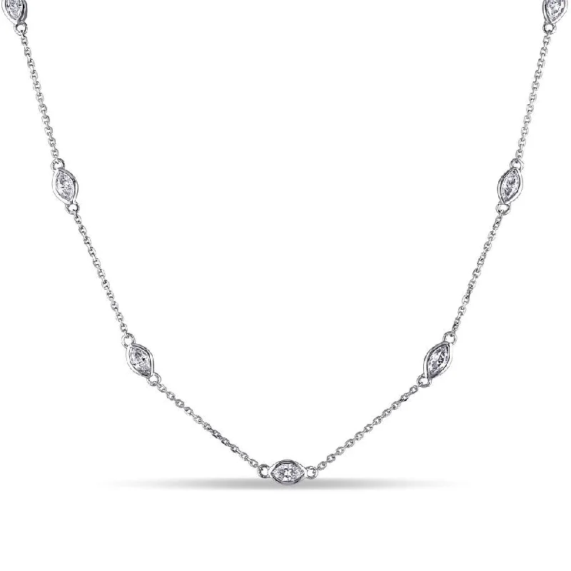 Stretch cord necklaces-Miadora 14k White Gold 4/5ct TDW Diamond Necklace