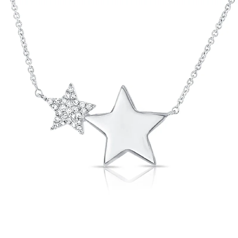 Faith charm necklaces-Joelle Diamond Double Star Necklace 14K Gold