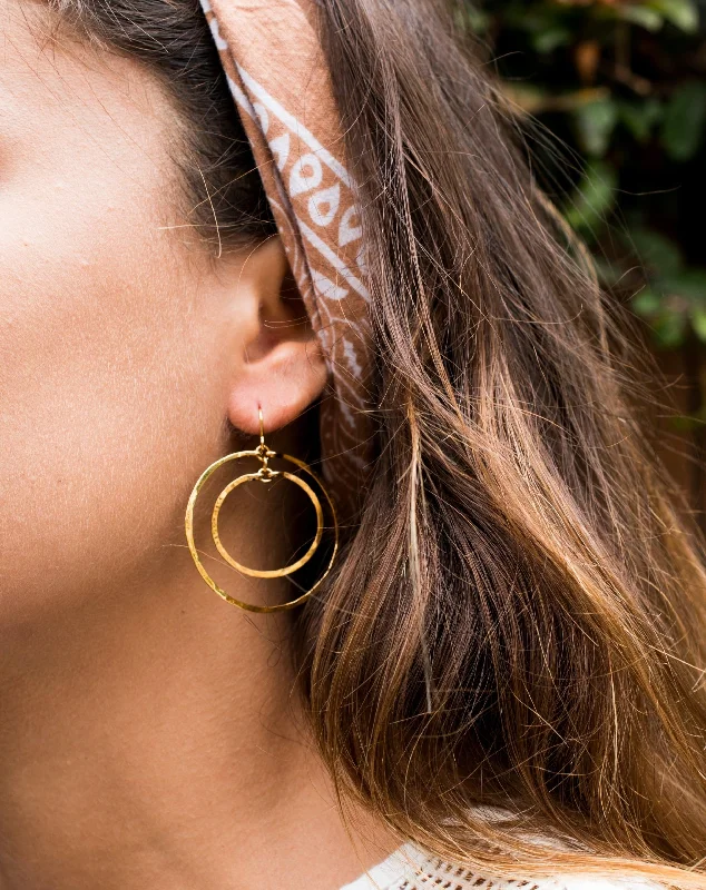 Solid ring earrings-Rafaella Double Circle Earrings ~Gold Plated or Silver Plated ~ SME017