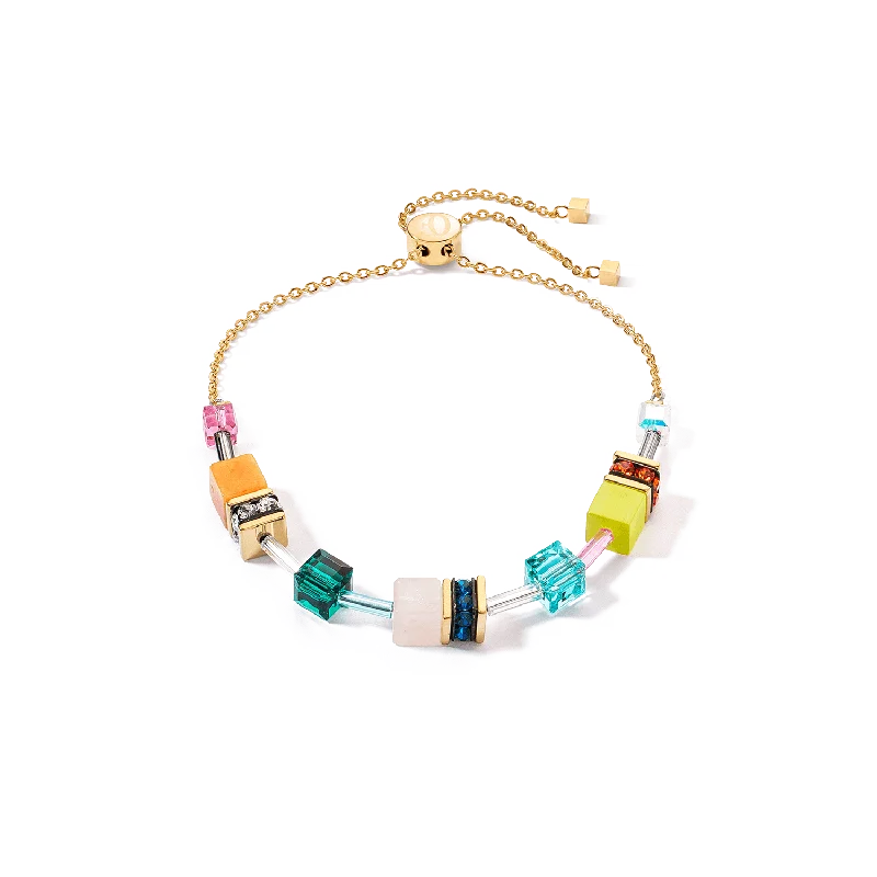 Coeur De Lion GeoCUBE® Iconic Nature Gold Multicolour Crystal Bracelet