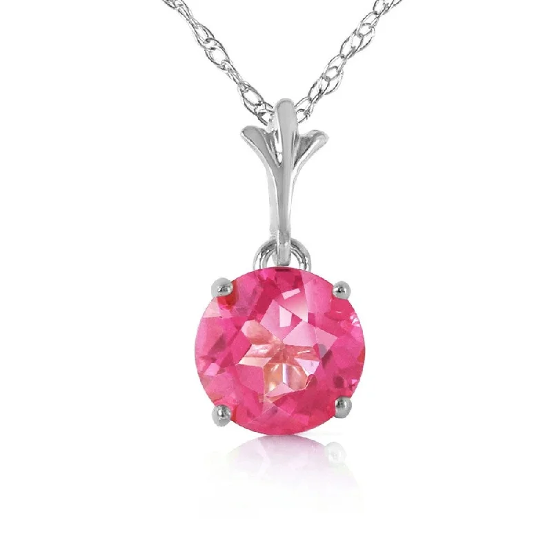 Polished gold necklaces-1.15 Carat 14K Solid White Gold Question Yourself Pink Topaz Necklace