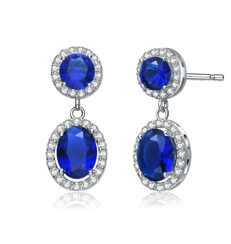 Ruby gem earrings-La Roche Ocean Blue Stately Drop Earrings