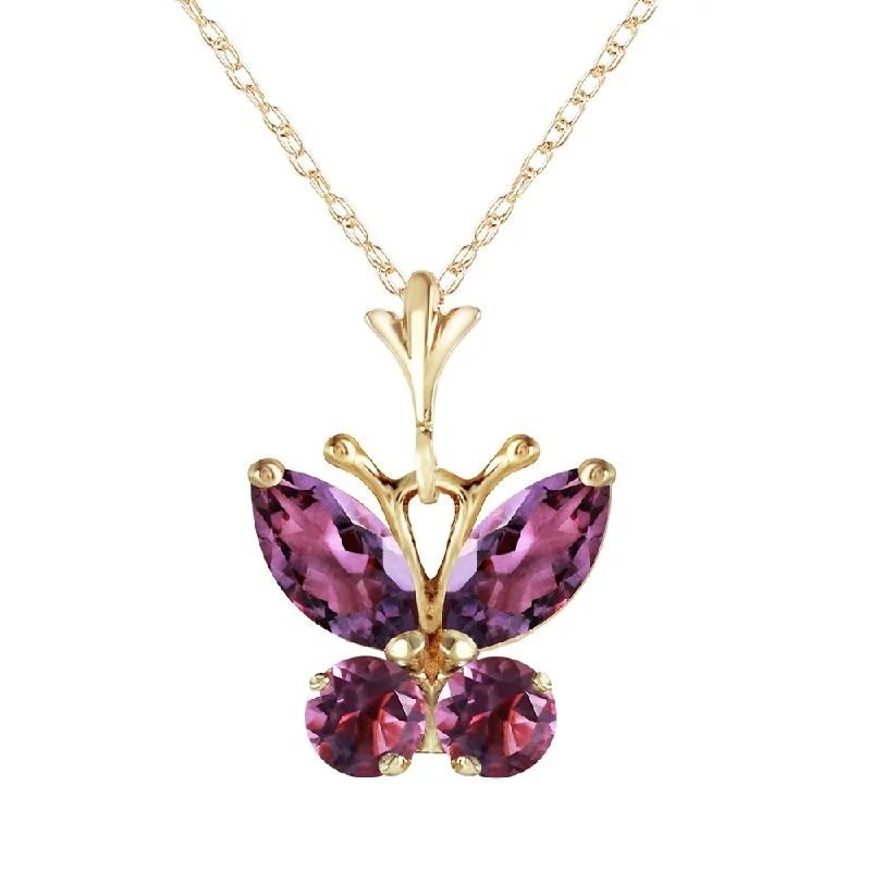 Trio birthstone necklaces-0.6 Carat 14K Gold Butterfly Necklace Purple Amethyst