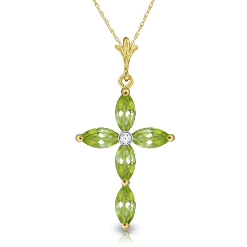 Half moon necklaces-1.23 Carat 14K Gold Necklace Natural Diamond Peridot