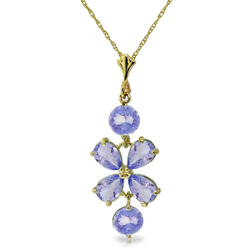 Fox charm necklaces-3.15 Carat 14K Gold Chrysanthemum Tanzanite Necklace