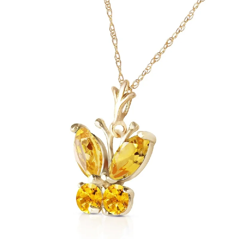 Trio birthstone necklaces-0.6 Carat 14K Solid Gold Butterfly Necklace Citrine