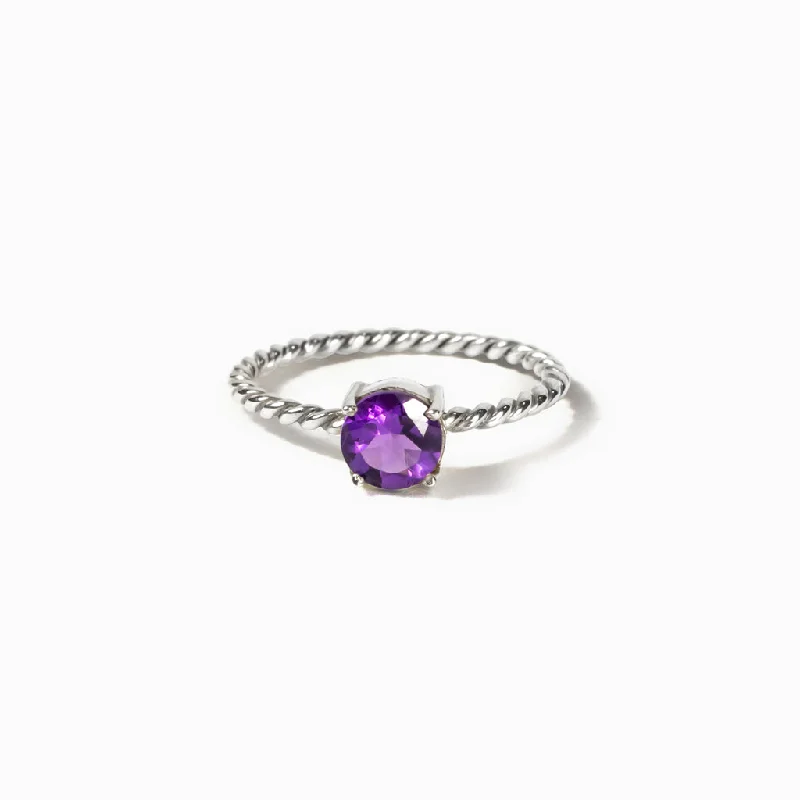 Rough texture rings-Amethyst Ring