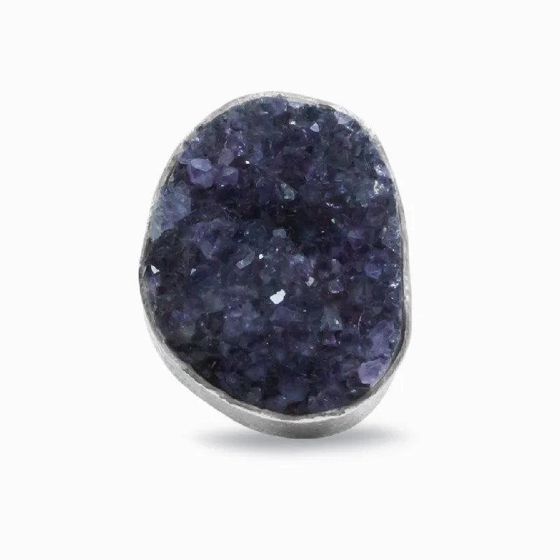 Vintage deco rings-Amethyst Druzy Ring