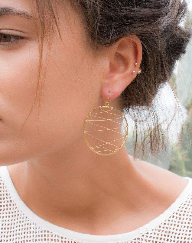 Rough texture earrings-Catarina Circle Earrings ~Gold Plated or Silver Plated ~ SME009