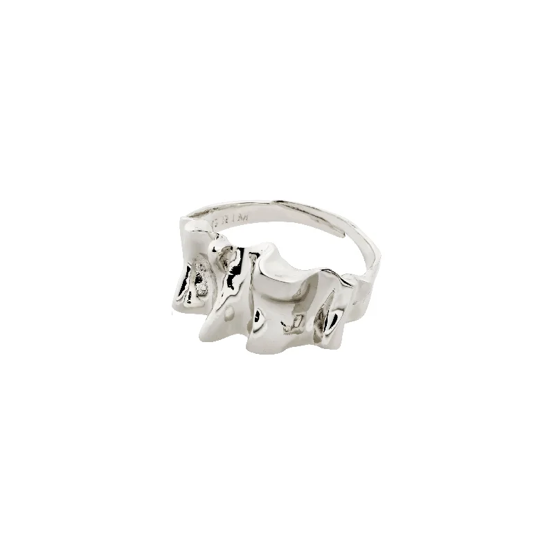 Sleek stone rings-WILLPOWER sculptural ring silver-plated