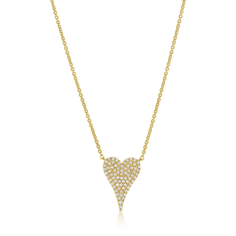 Elegant design necklaces-Joelle Diamond Pave Heart Pendant Necklace - 1/5 CT 14K Yellow Gold Heart Pendant