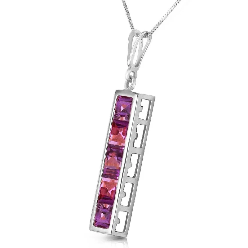 Tide shape necklaces-2.25 CTW 14K Solid White Gold One Amethystongst You Amethyst Necklace