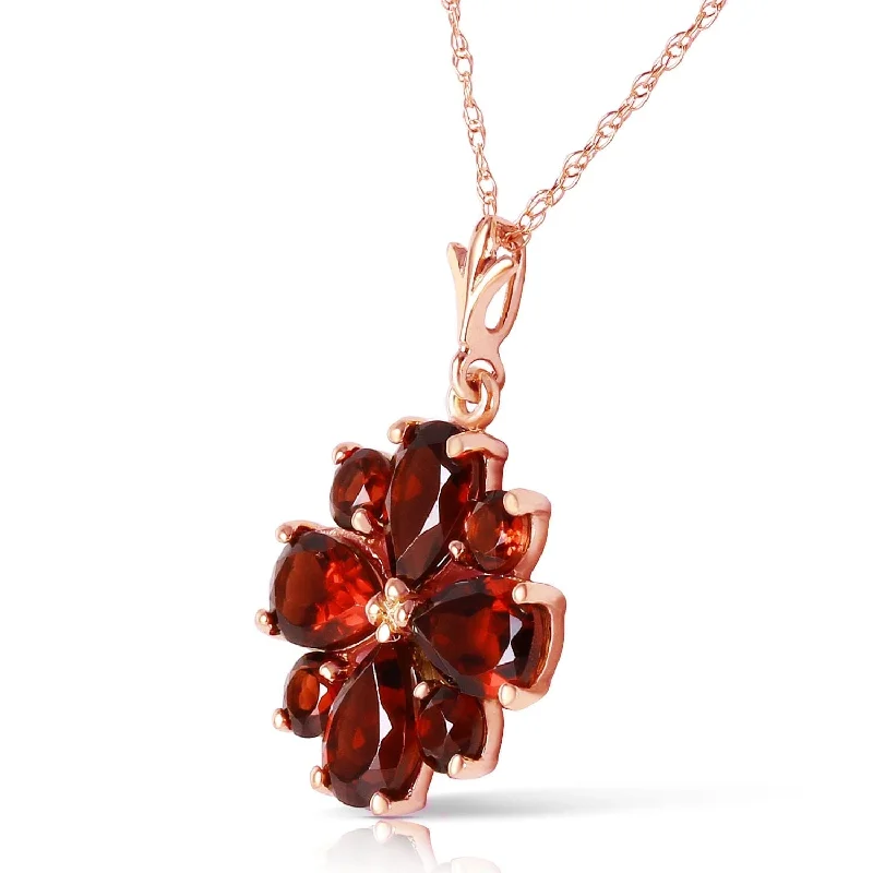 Multi-strand necklaces-2.43 Carat 14K Solid Rose Gold Winter Garnet Necklace