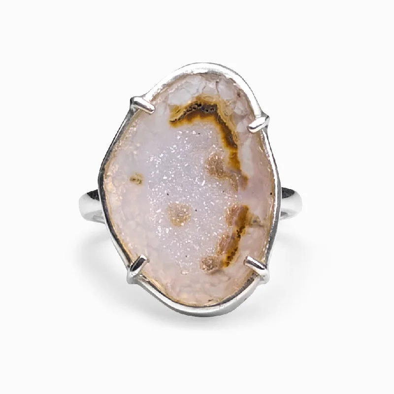 Curved shank rings-Agate Geode Ring