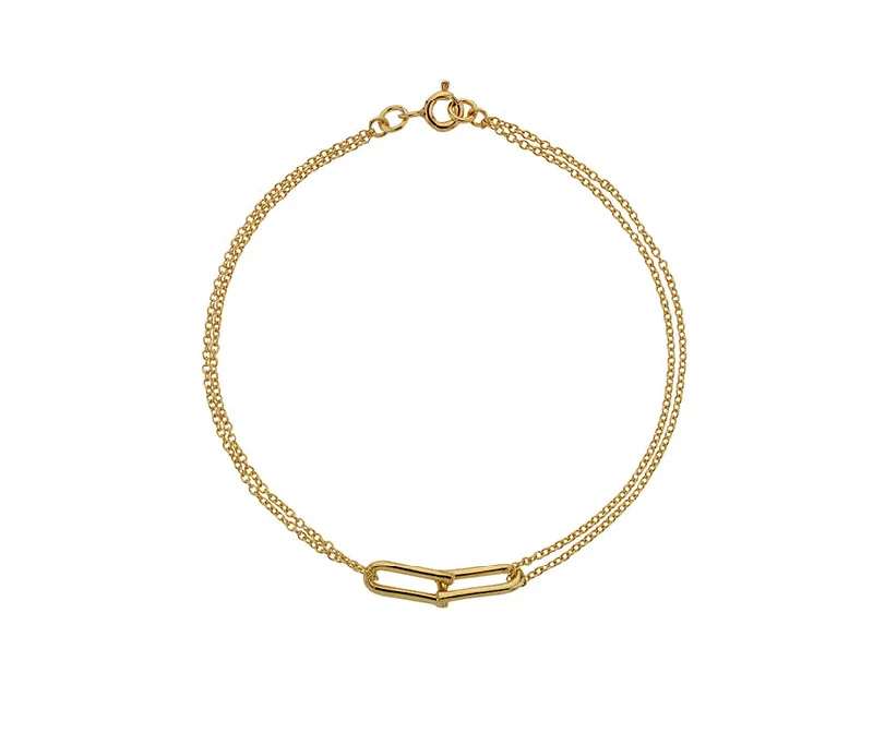 9ct Yellow Gold Double Strand U-Link Bracelet