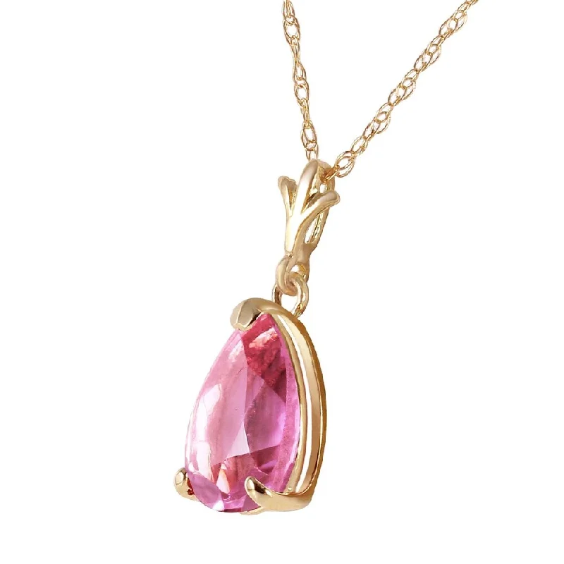 Tribal medallion necklaces-1.5 Carat 14K Solid Gold Chanting Love Pink Topaz Necklace