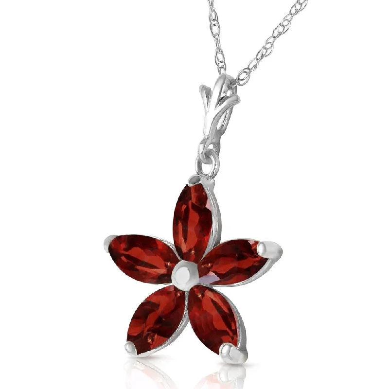 Zodiac charm necklaces-1.4 Carat 14K Solid White Gold Having Once Garnet Necklace