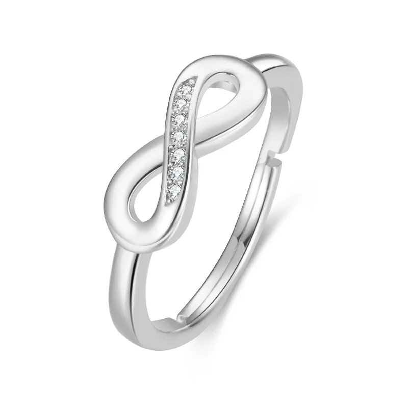 Tiny wing rings-Silver Plated Infinity Ring Created with Zircondia® Crystals