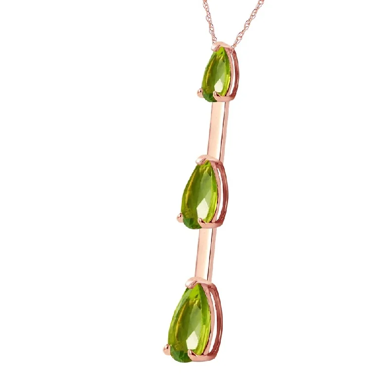 Patina bronze necklaces-14K Solid Rose Gold Necklace with Natural Peridots