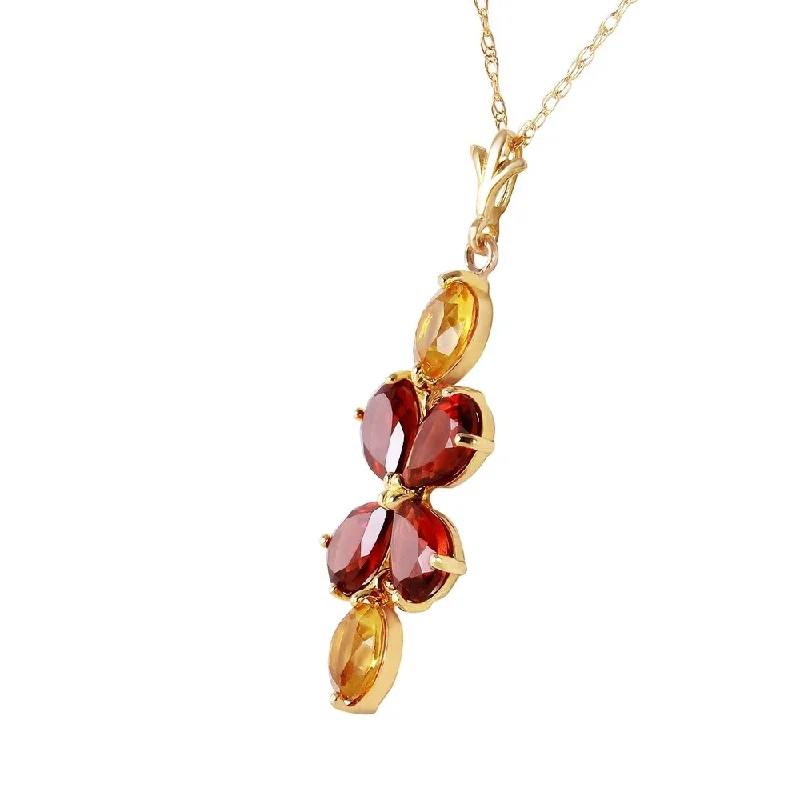 Surf wave necklaces-3.15 CTW 14K Solid Gold Felicita Garnet Citrine Necklace