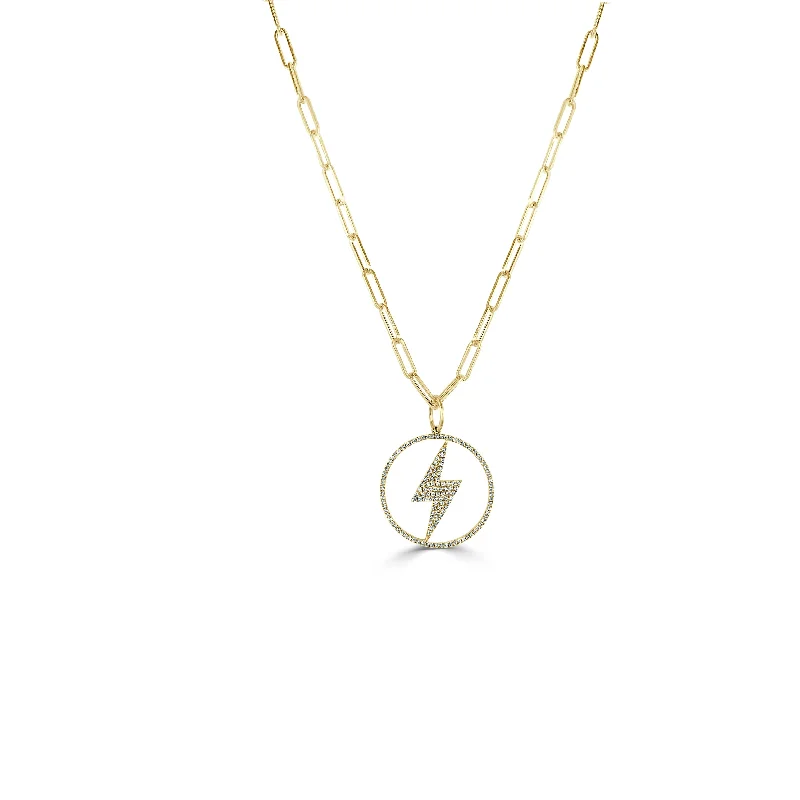 Topaz drop necklaces-Joelle Diamond Lightning Bolt Charm 14K Gold Link Chain Necklace 18 Inch 1/6 ct TDW